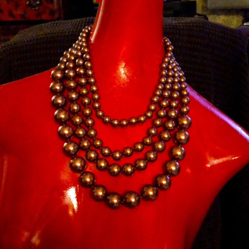 Z-3 lot CEZANNE 4 strand of brown faux pearls